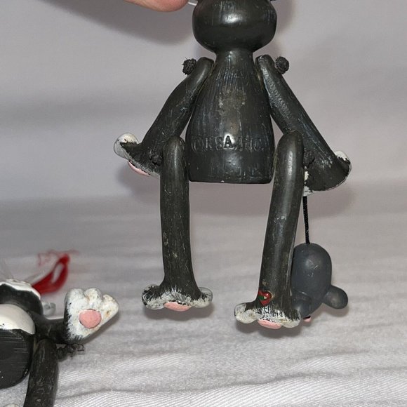 cat ornaments grey sitter dangle legs heart with mouse Set of 2 Approx 4 Inches - Picture 3 of 12